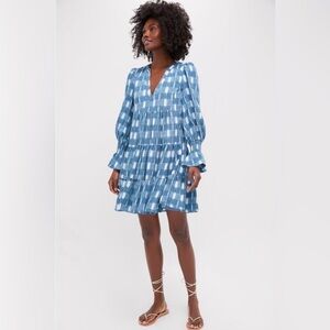 Pomander Place Kenzo Dress - Blue & White Ikat Print